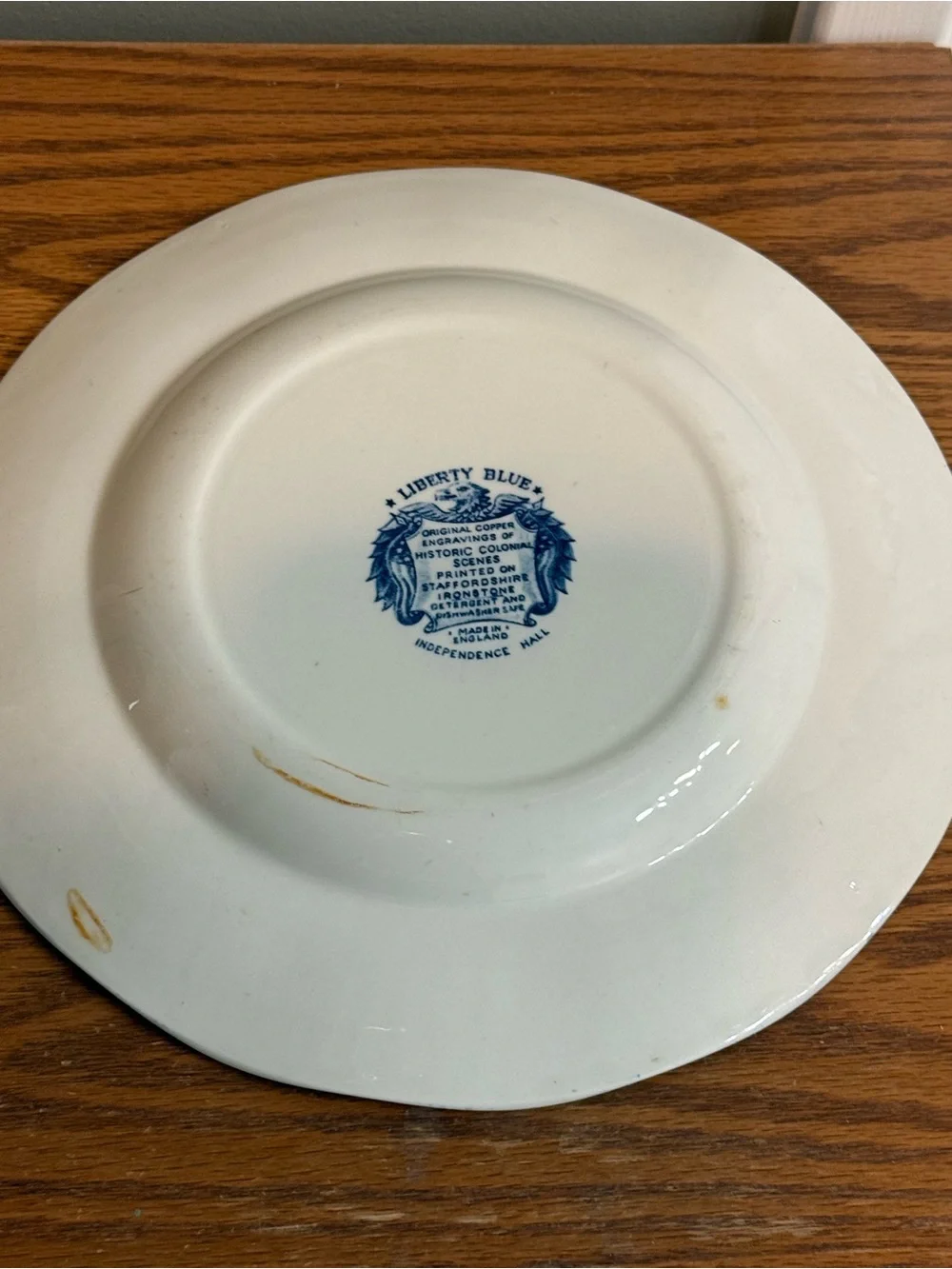 2 Liberty Blue Historic Colonial Scenes Independence Hall 9.75” Dinner Plates